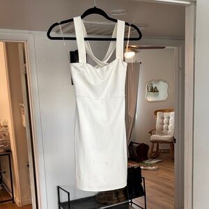 Blue Blush Strapless White Dress